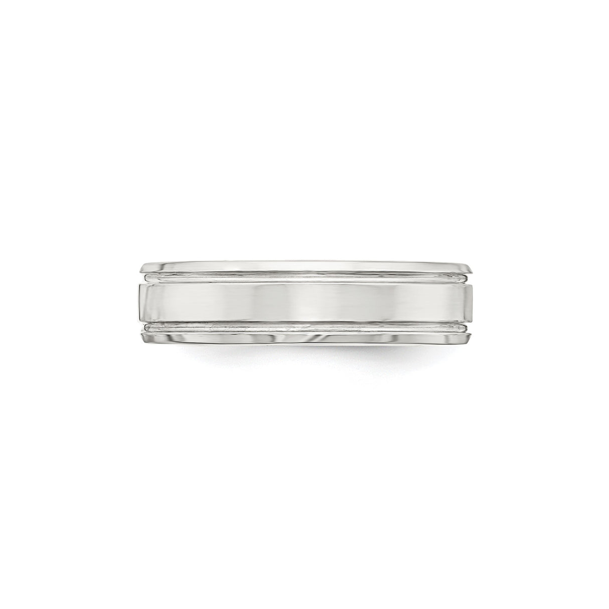 Sterling Silver Beveled Edge, Flat wedding band ring detail view