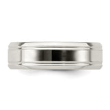 Sterling Silver Beveled Edge, Flat wedding band ring detail view