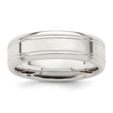 Sterling Silver Beveled Edge, Flat wedding band ring