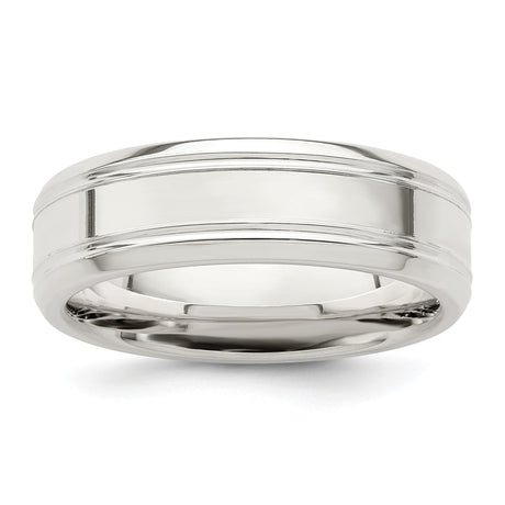 Sterling Silver Beveled Edge, Flat wedding band ring