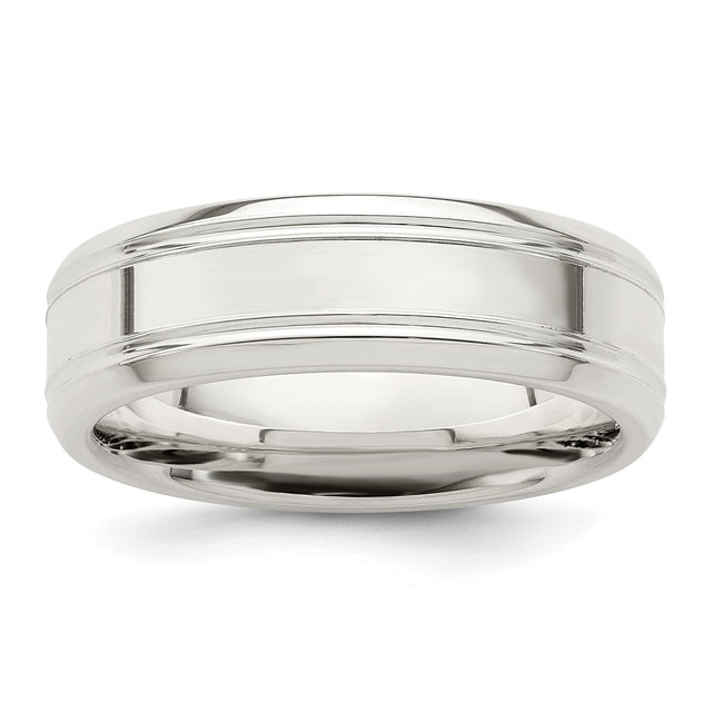 Sterling Silver Beveled Edge, Flat wedding band ring