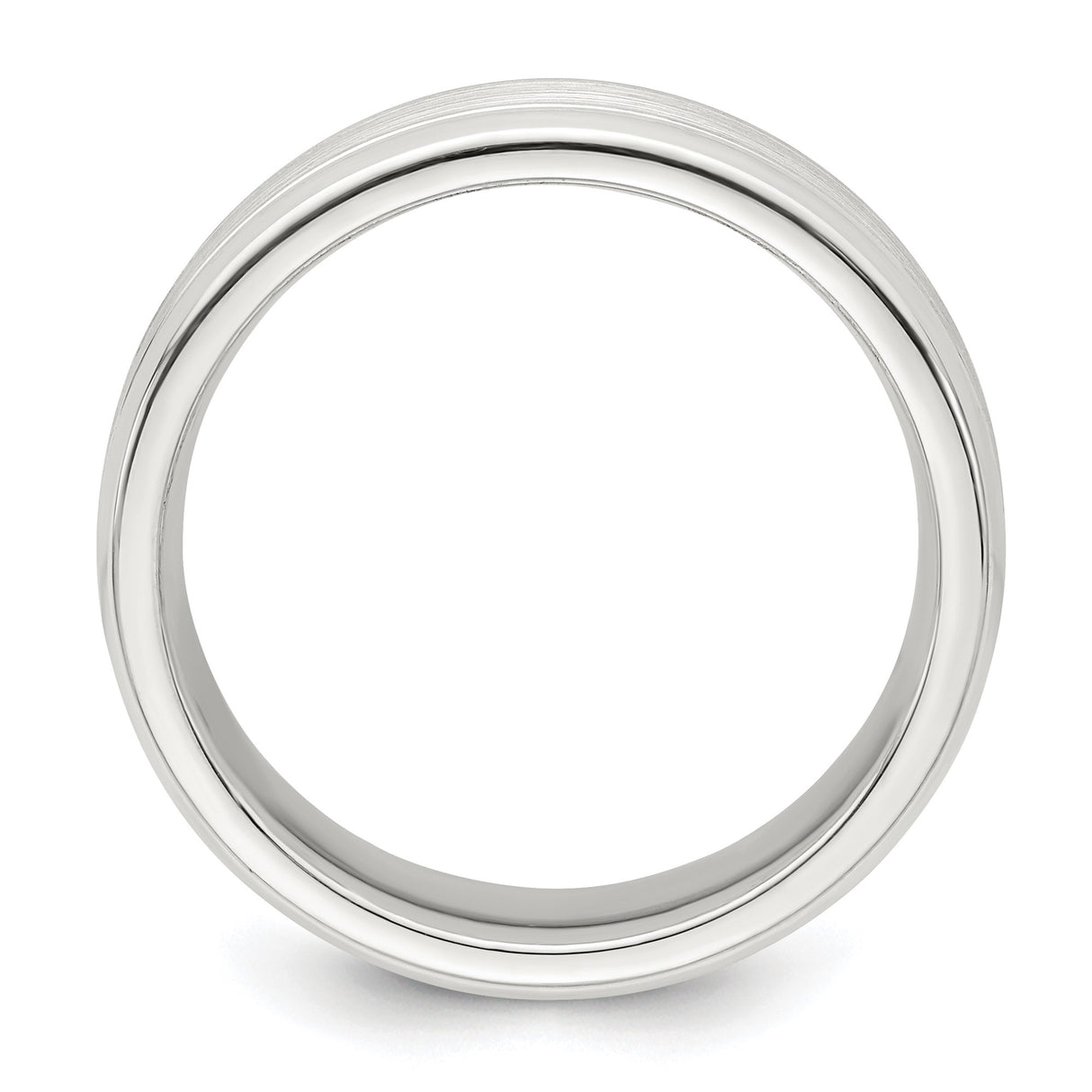 Sterling Silver Beveled Edge, Brushed wedding band ring alternate angle
