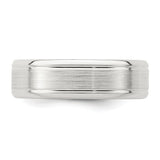 Sterling Silver Beveled Edge, Brushed wedding band ring detail view