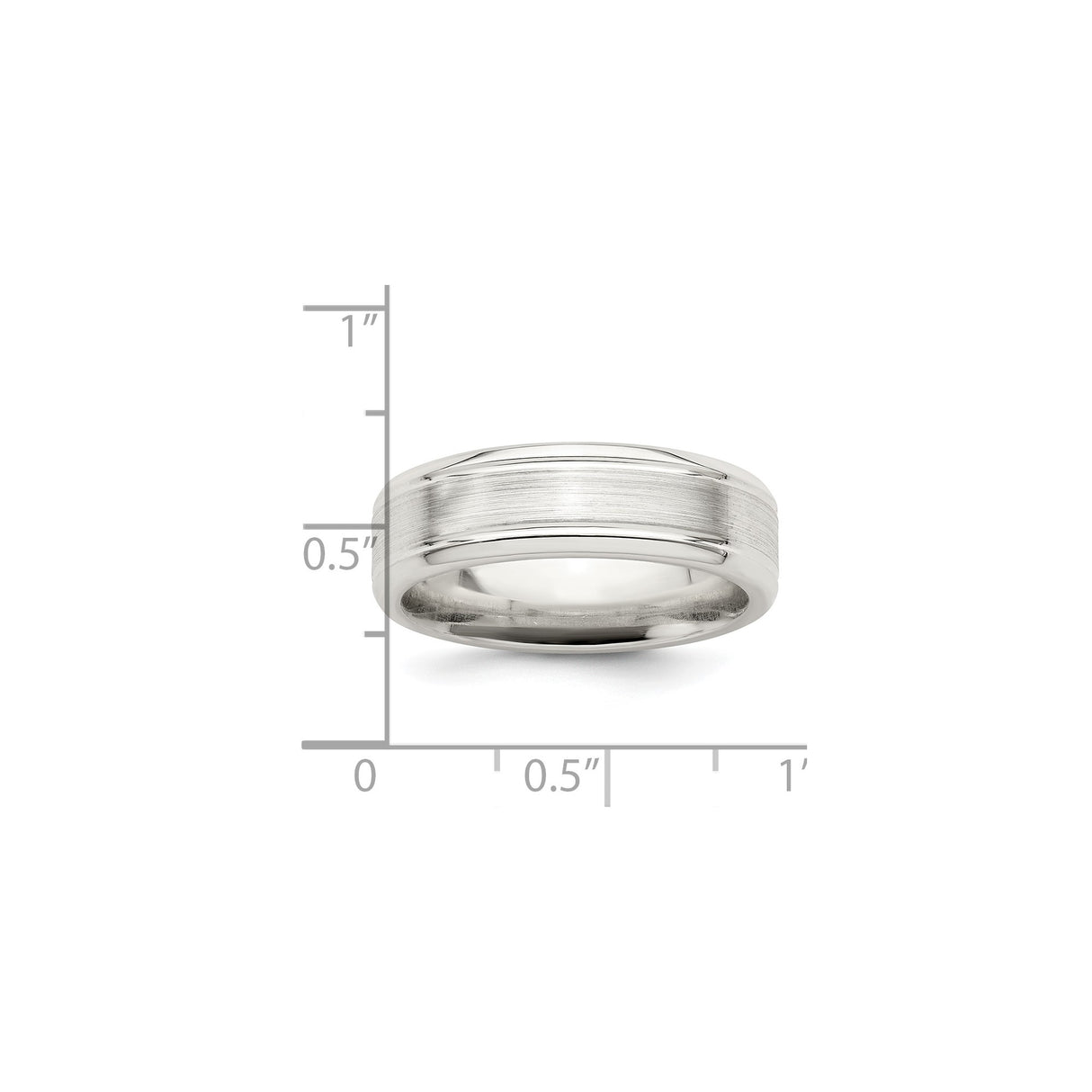 Sterling Silver Beveled Edge, Brushed wedding band ring shown for scale