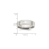 Sterling Silver Beveled Edge, Brushed wedding band ring shown for scale