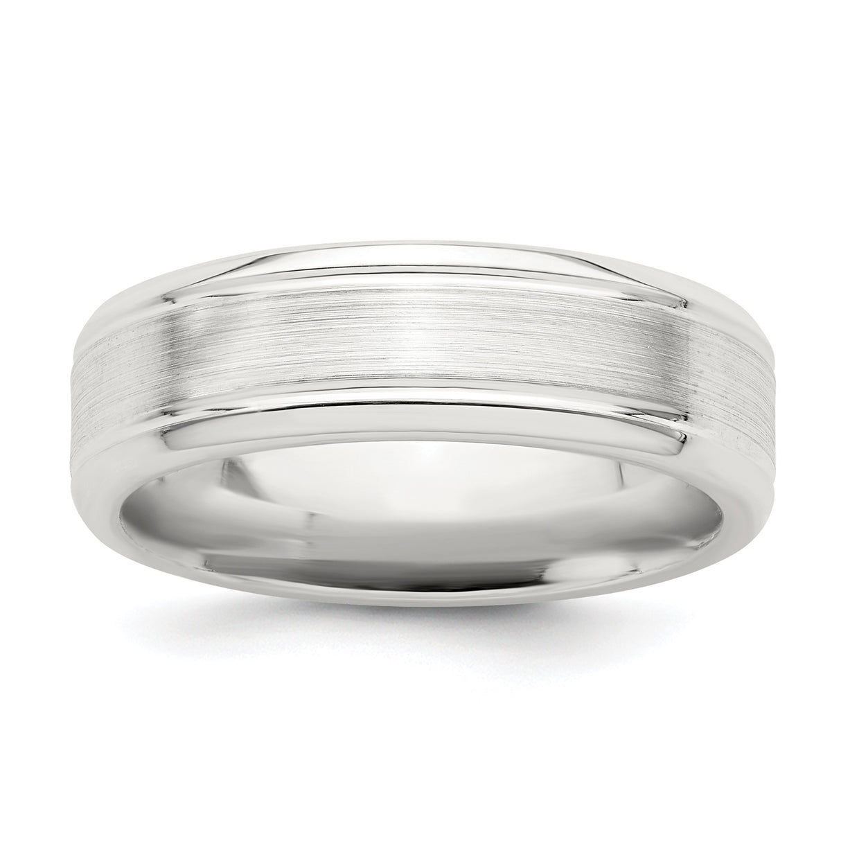 Sterling Silver Beveled Edge, Brushed wedding band ring
