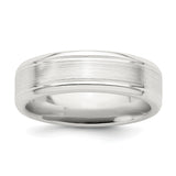 Sterling Silver Beveled Edge, Brushed wedding band ring