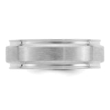 Sterling Silver Beveled Edge, Brushed wedding band ring detail view
