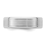 Sterling Silver Beveled Edge, Brushed wedding band ring detail view