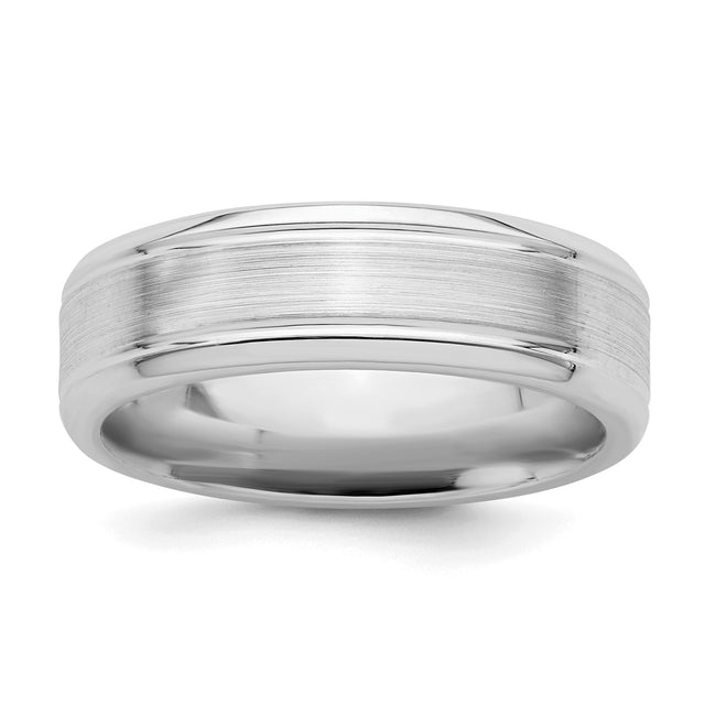 Sterling Silver Beveled Edge, Brushed wedding band ring