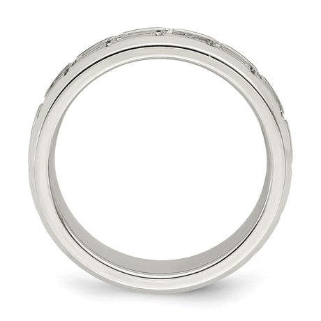 Sterling Silver Beveled Edge, Flat wedding band ring alternate angle