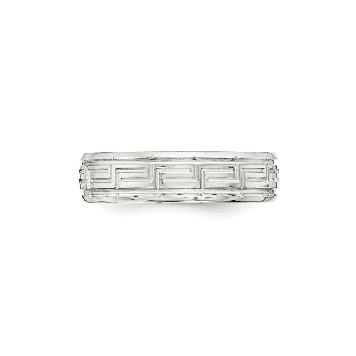 Sterling Silver Beveled Edge, Flat wedding band ring detail view