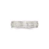 Sterling Silver Beveled Edge, Flat wedding band ring detail view