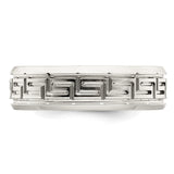Sterling Silver Beveled Edge, Flat wedding band ring detail view