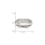 Sterling Silver Beveled Edge, Flat wedding band ring shown for scale