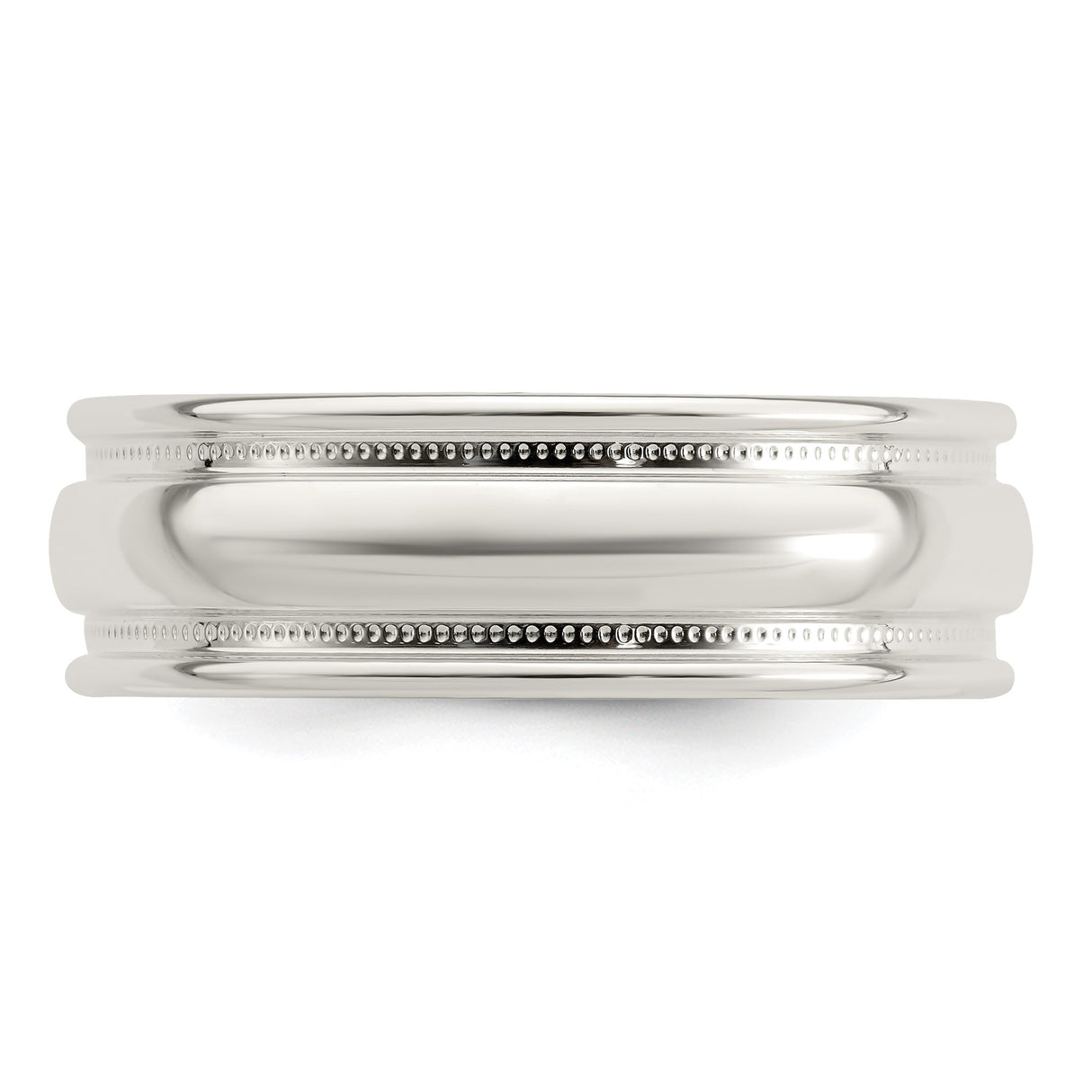Sterling Silver Milgrain, Domed wedding band ring detail view