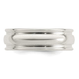 Sterling Silver Milgrain, Domed wedding band ring detail view