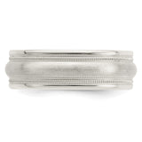 Sterling Silver Milgrain, Brushed wedding band ring detail view