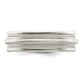 Sterling Silver Milgrain, Brushed wedding band ring detail view