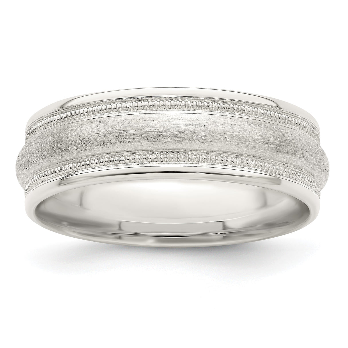 Sterling Silver Milgrain, Brushed wedding band ring