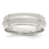 Sterling Silver Milgrain, Brushed wedding band ring