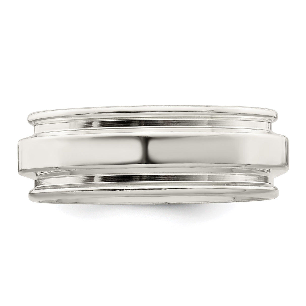 Sterling Silver Flat wedding band ring detail view