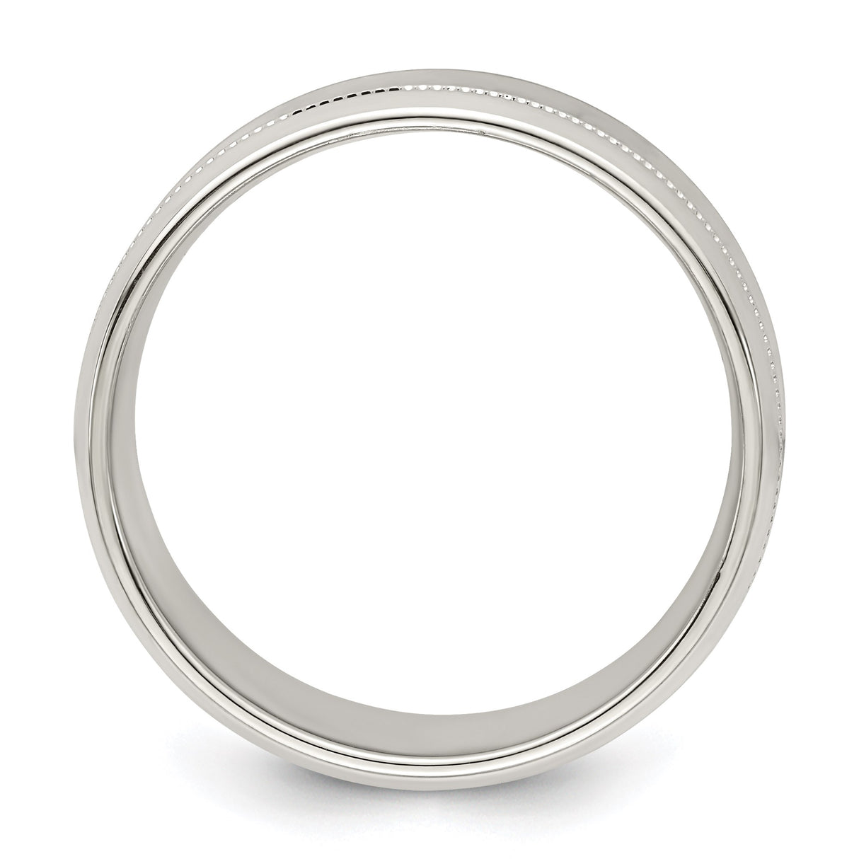 Sterling Silver Milgrain, Beveled Edge wedding band ring alternate angle