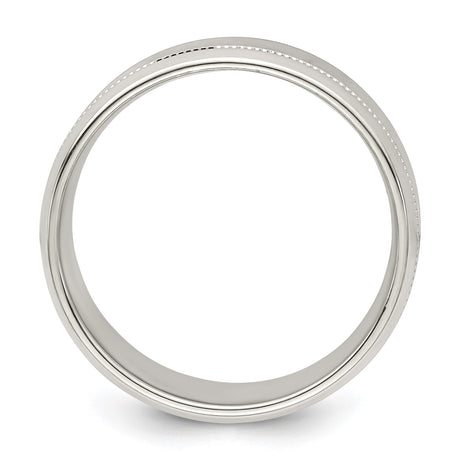 Sterling Silver Milgrain, Beveled Edge wedding band ring alternate angle