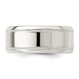 Sterling Silver Milgrain, Beveled Edge wedding band ring detail view