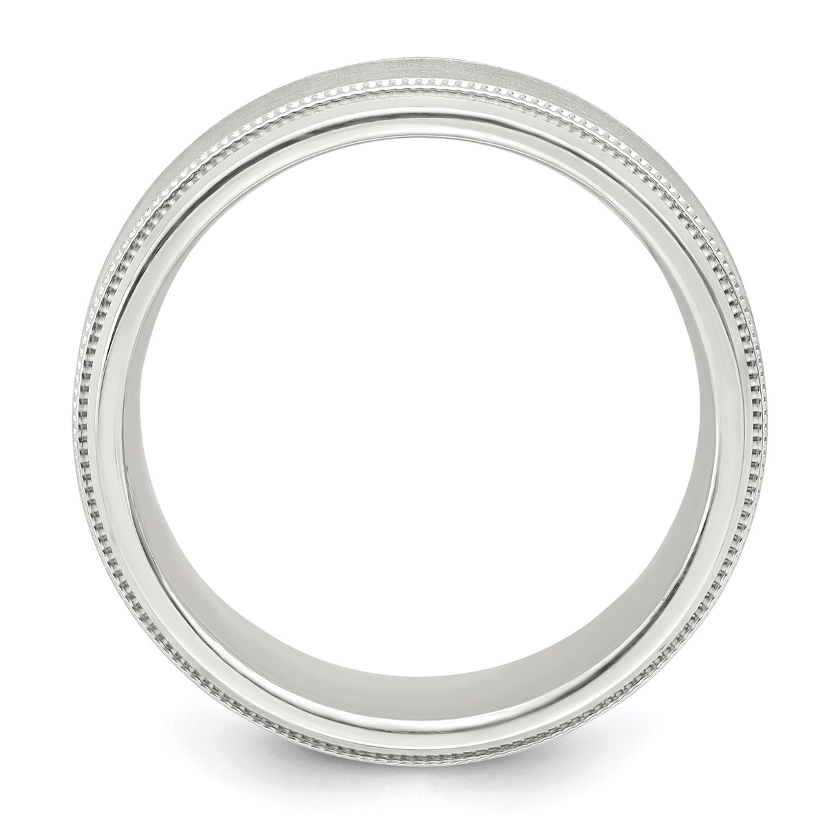Sterling Silver Milgrain, Beveled Edge wedding band ring alternate angle