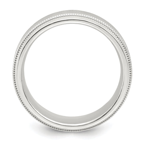 Sterling Silver Milgrain, Beveled Edge wedding band ring alternate angle