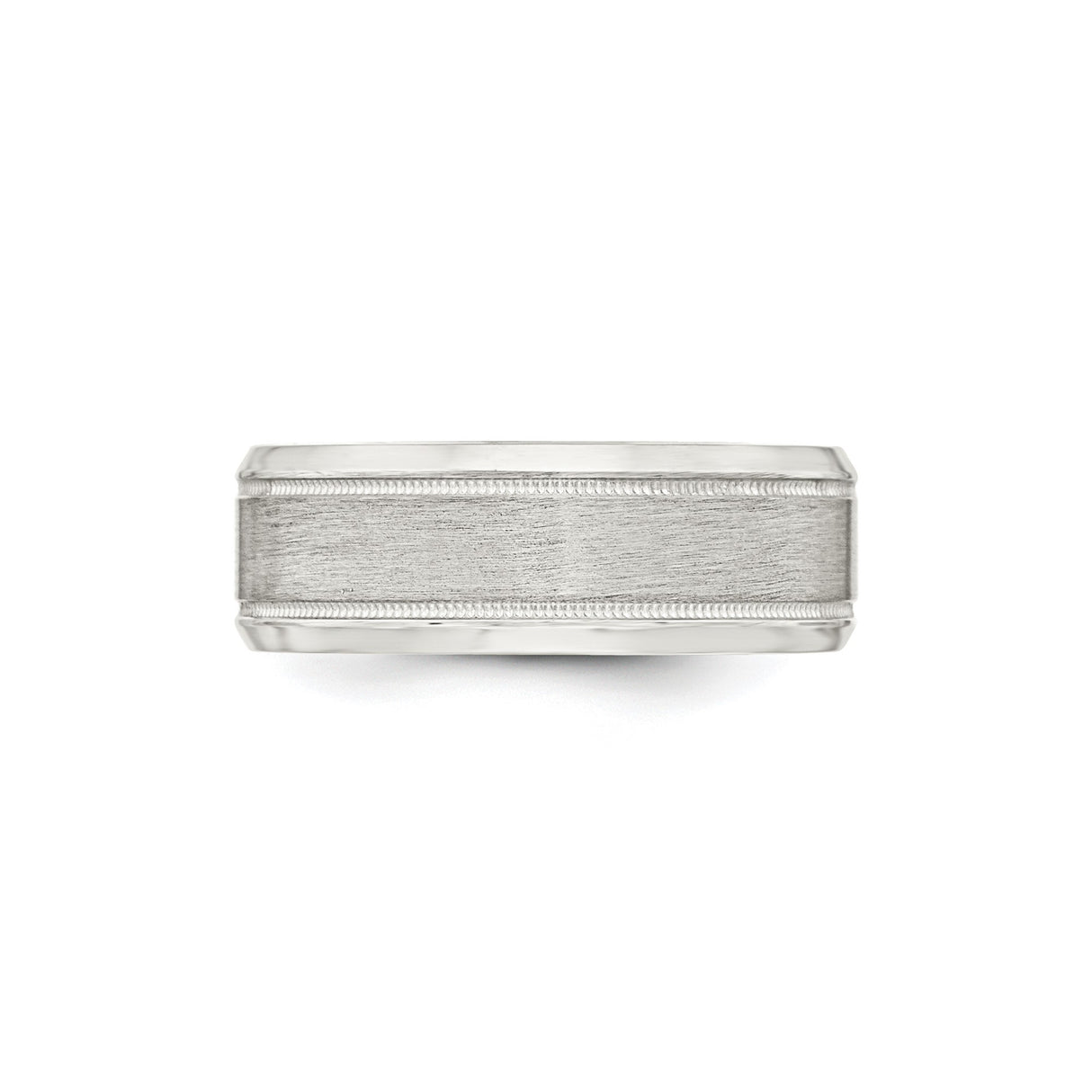 Sterling Silver Milgrain, Beveled Edge wedding band ring detail view