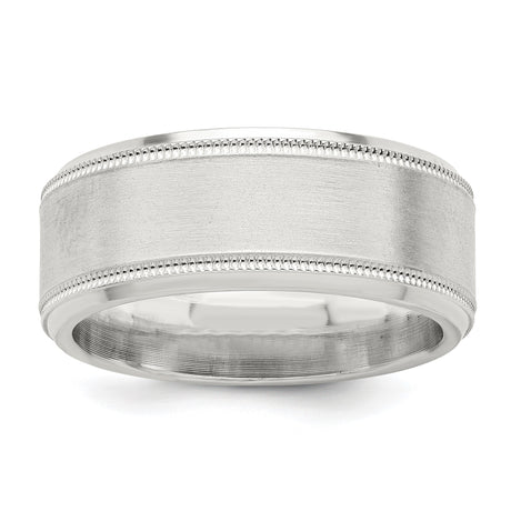 Sterling Silver Milgrain, Beveled Edge wedding band ring