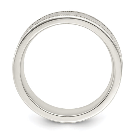 Sterling Silver Milgrain, Flat wedding band ring alternate angle