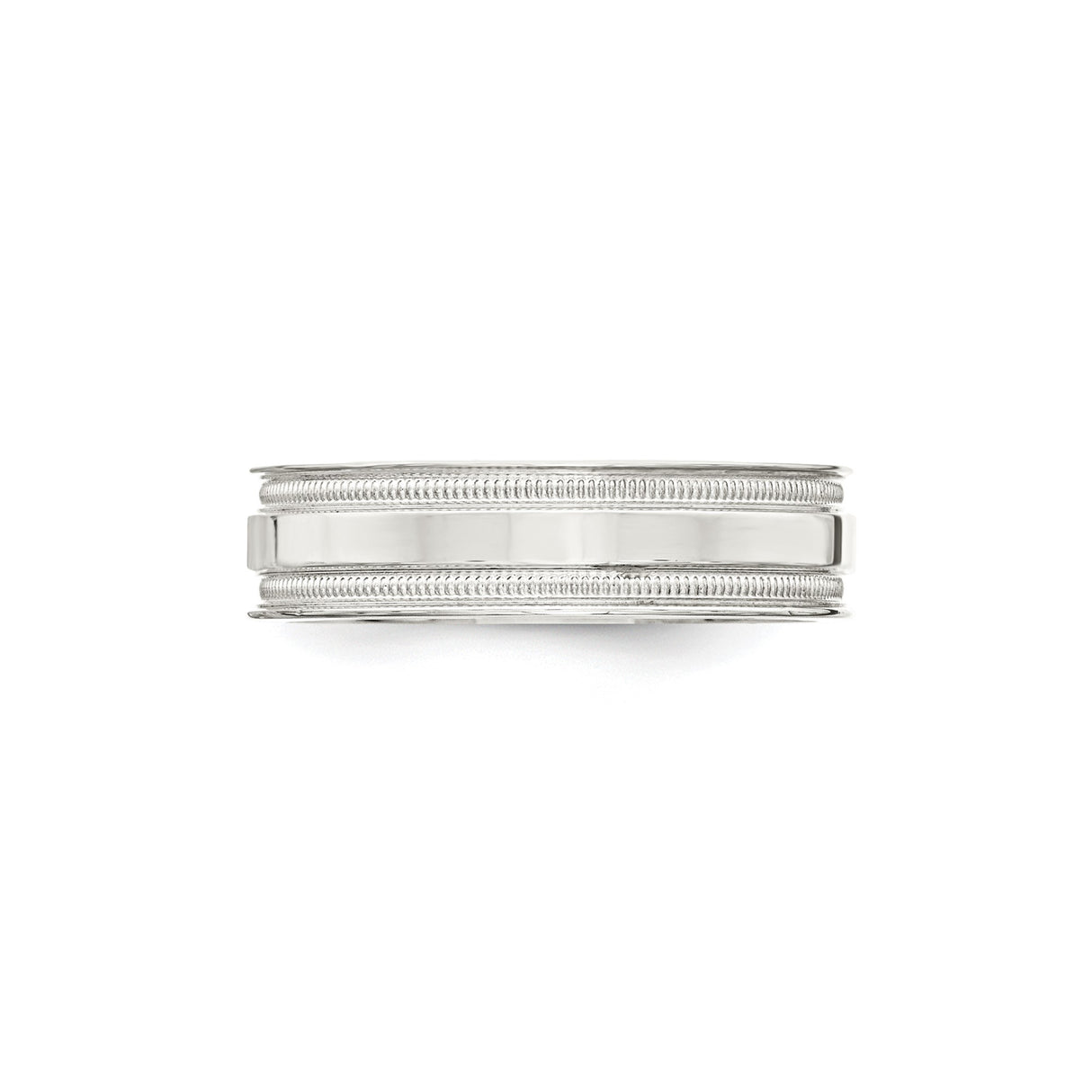 Sterling Silver Milgrain, Flat wedding band ring detail view