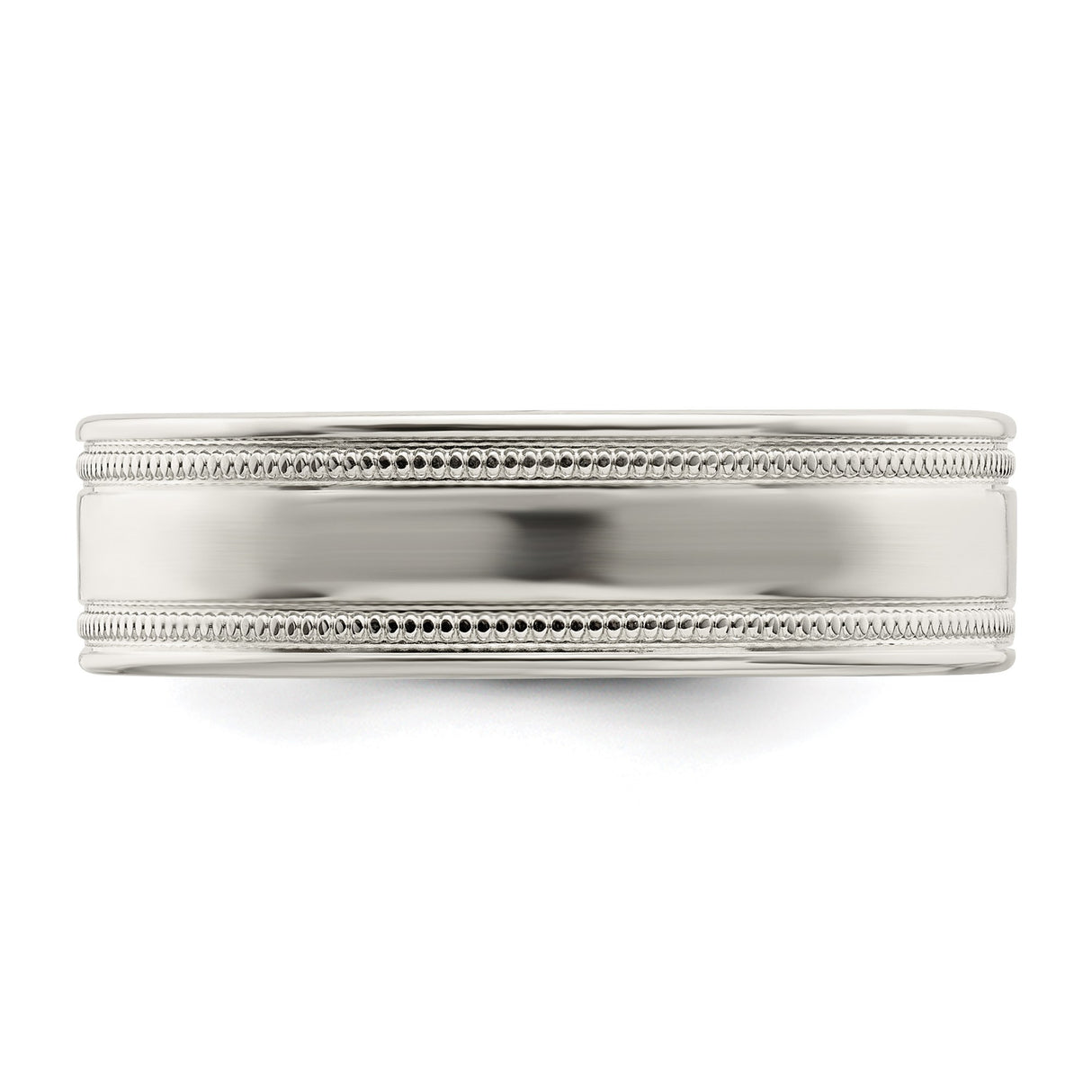 Sterling Silver Milgrain, Flat wedding band ring detail view