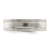 Sterling Silver Milgrain, Flat wedding band ring detail view