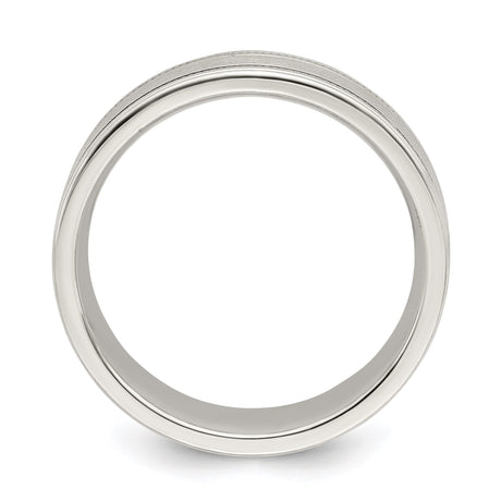 Sterling Silver Milgrain, Brushed wedding band ring alternate angle