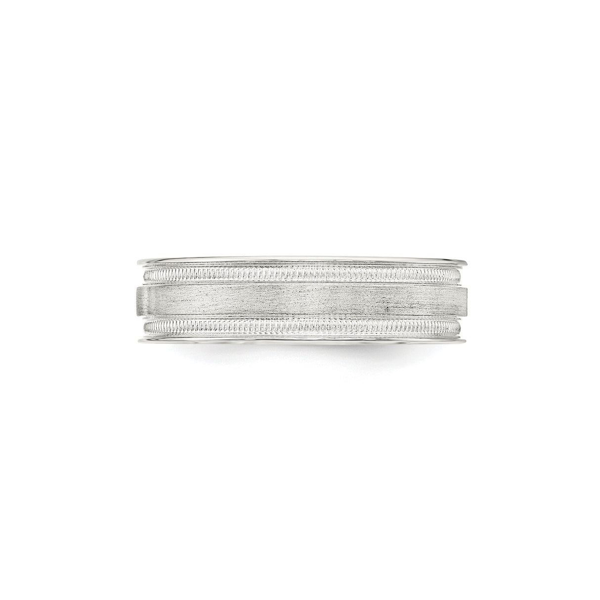 Sterling Silver Milgrain, Brushed wedding band ring detail view