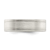 Sterling Silver Milgrain, Brushed wedding band ring detail view