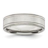 Sterling Silver Milgrain, Brushed wedding band ring