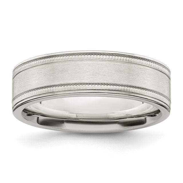 Sterling Silver Milgrain, Brushed wedding band ring
