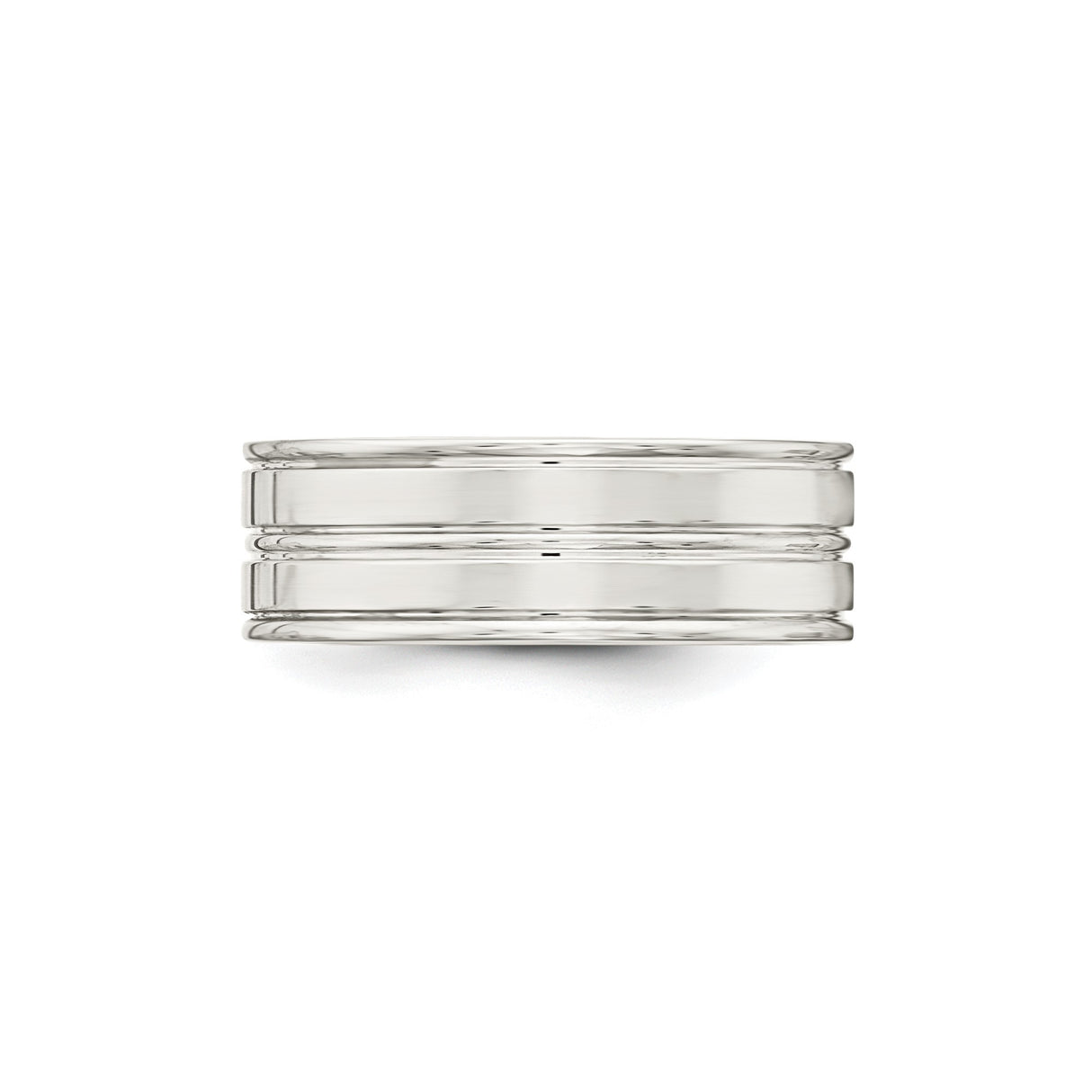 Sterling Silver Flat wedding band ring detail view