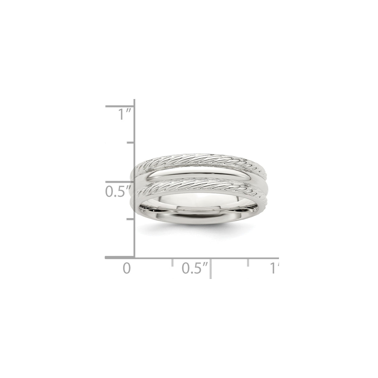 Sterling Silver Domed wedding band ring shown for scale