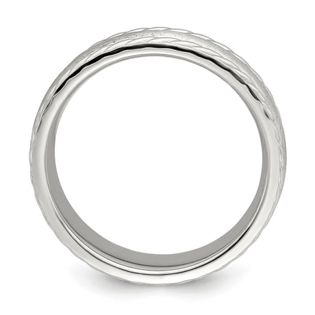 Sterling Silver Brushed, Domed wedding band ring alternate angle