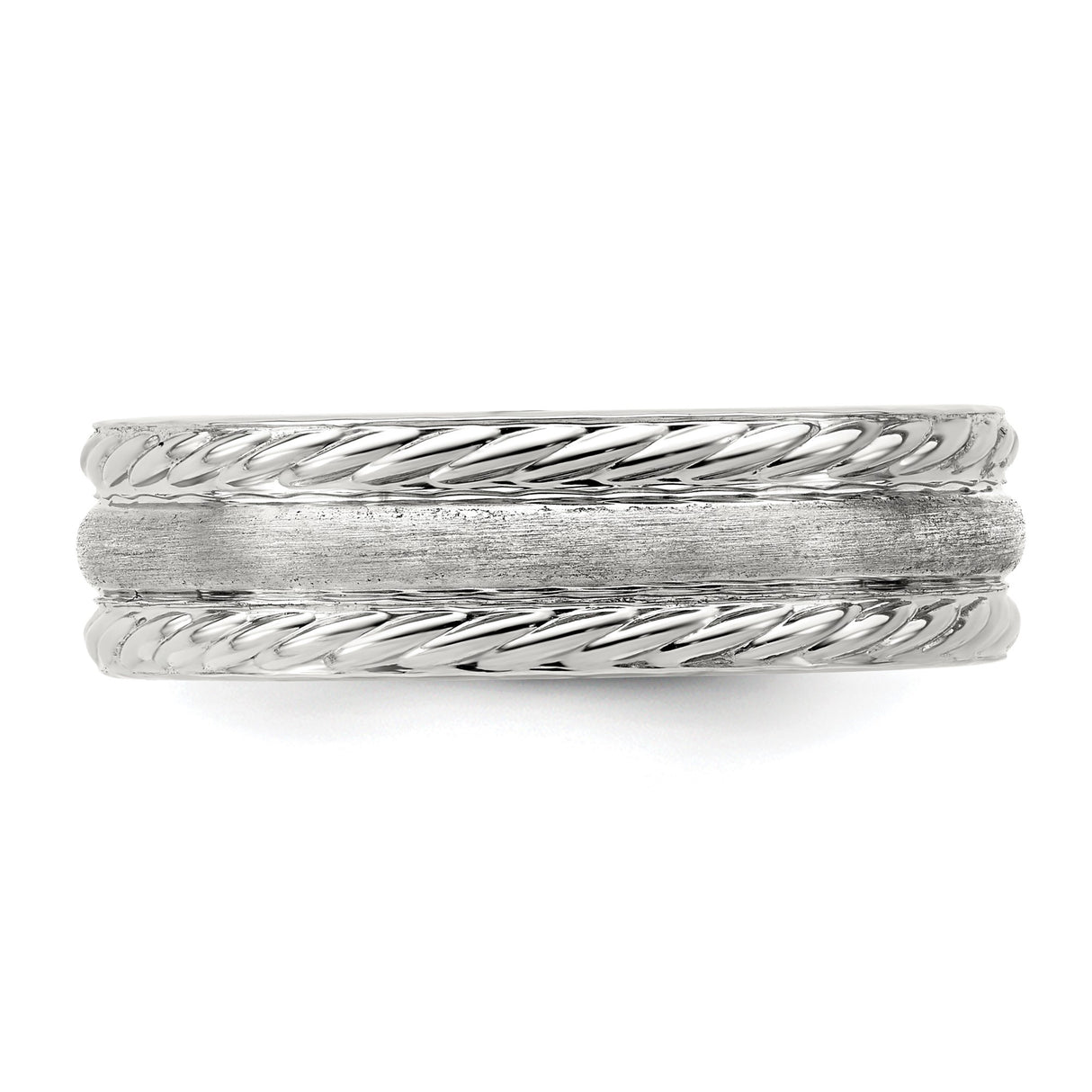 Sterling Silver Brushed, Domed wedding band ring detail view