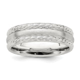 Sterling Silver Brushed, Domed wedding band ring