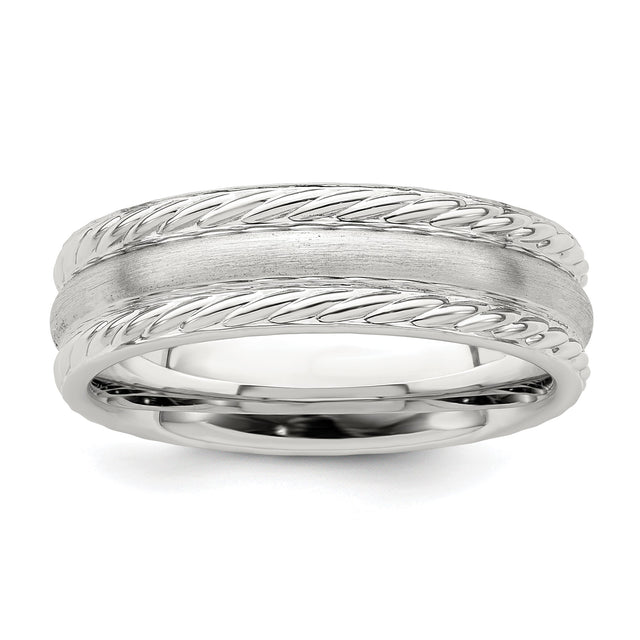 Sterling Silver Brushed, Domed wedding band ring