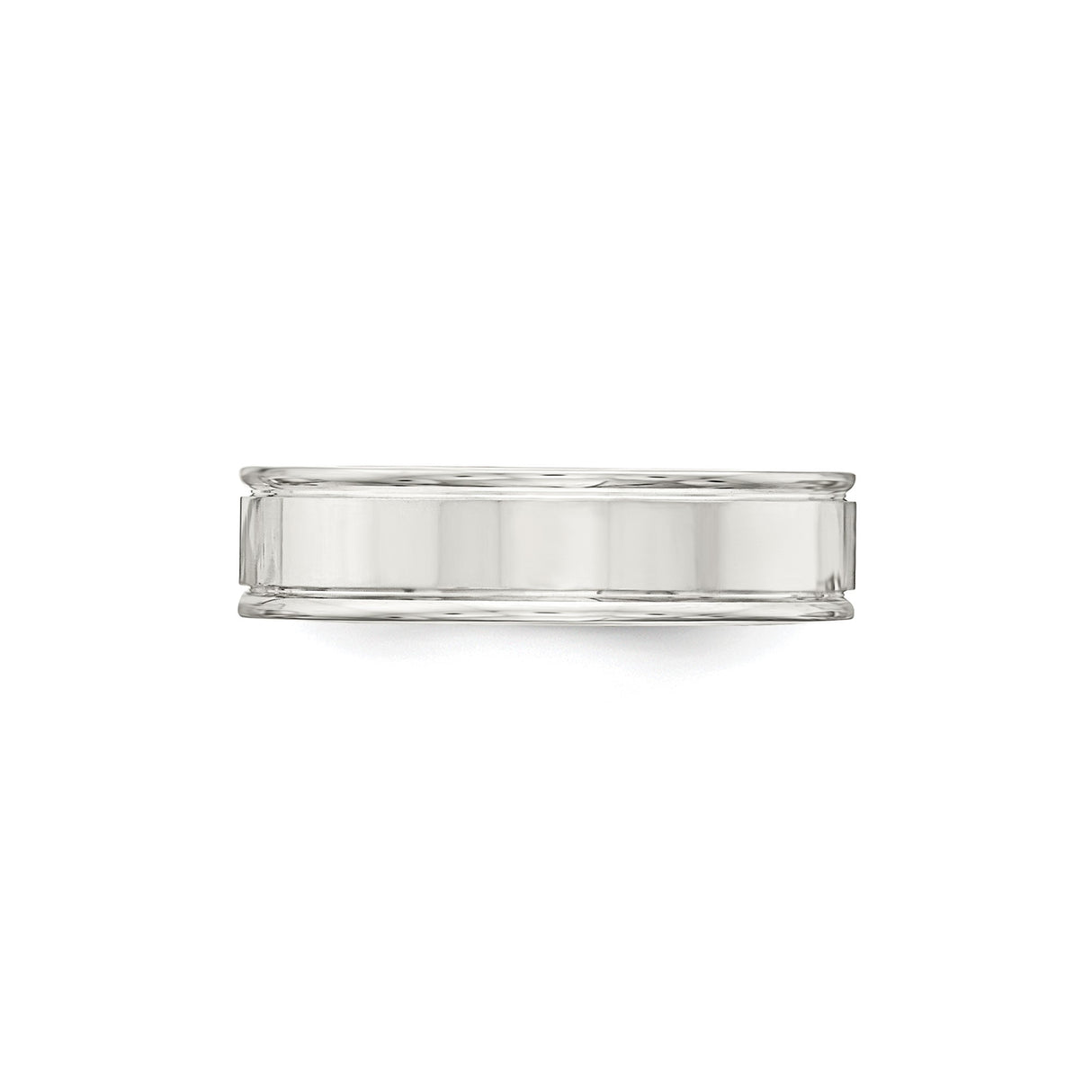 Sterling Silver Flat wedding band ring detail view