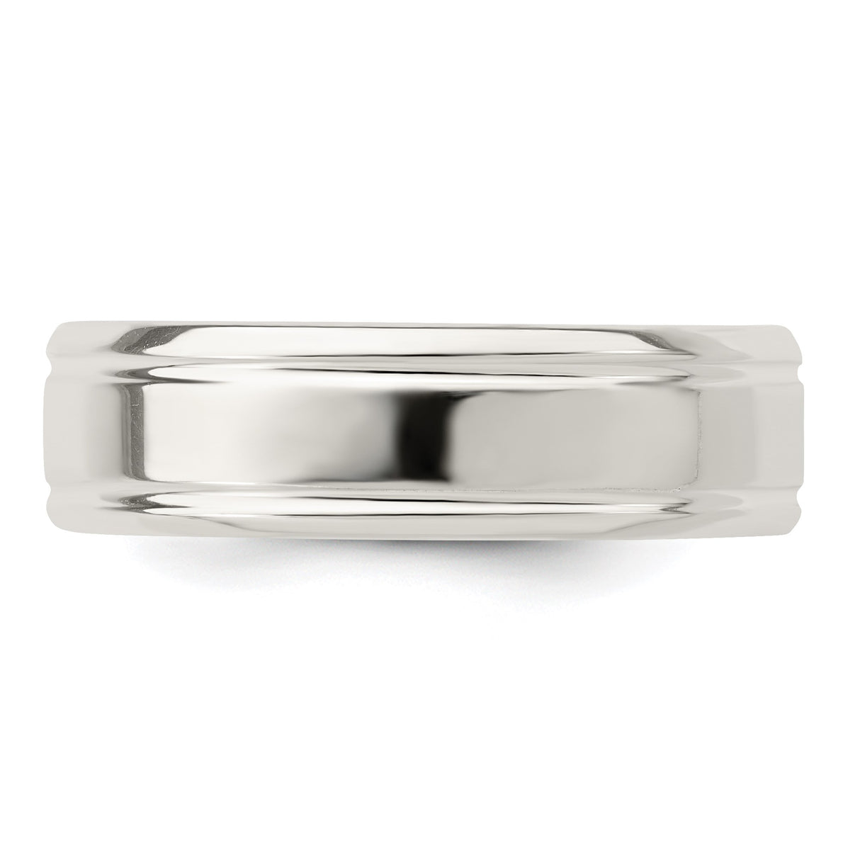 Sterling Silver Flat wedding band ring detail view